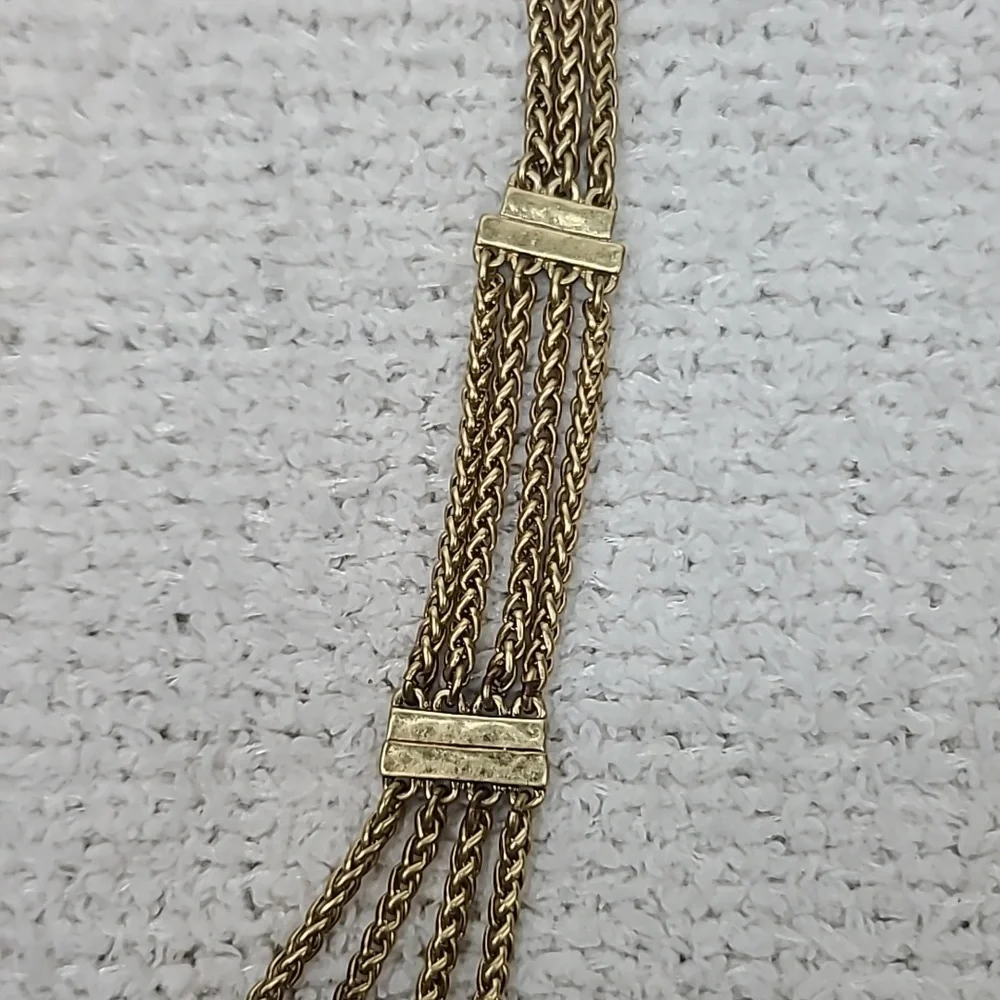 Lucky Brand Semi Precious Accents Gold Toned Multi Layered Chain Necklace NWT